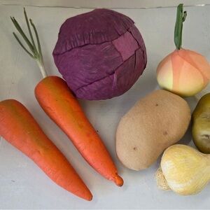 Lot Of Artificial Vegetables With Purple Cabbage Mixed Materials Fake Veggies